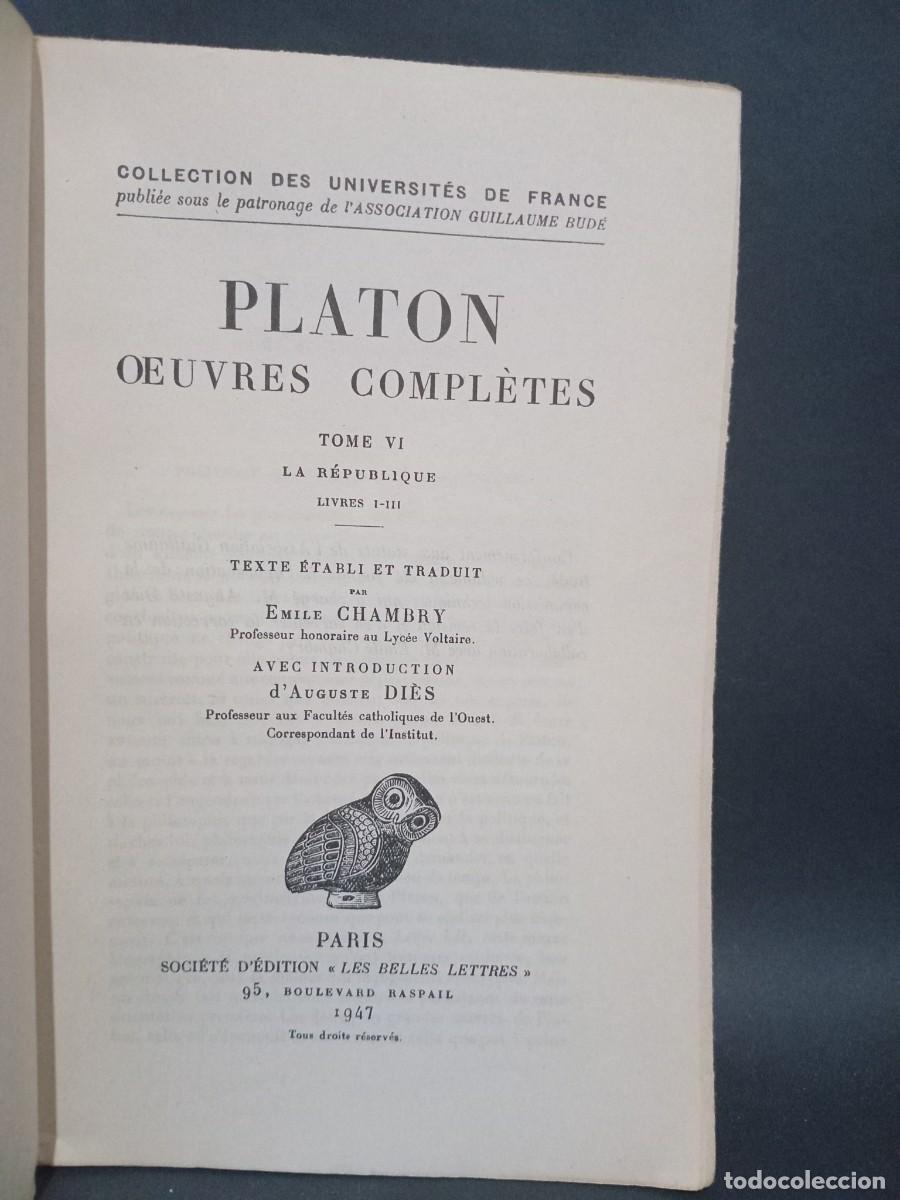 Libros de segunda mano: D&acute;AUGUSTE DI&Eacute;S - PLATON - 3 TOMOS - REIMPRESION - Foto 3
