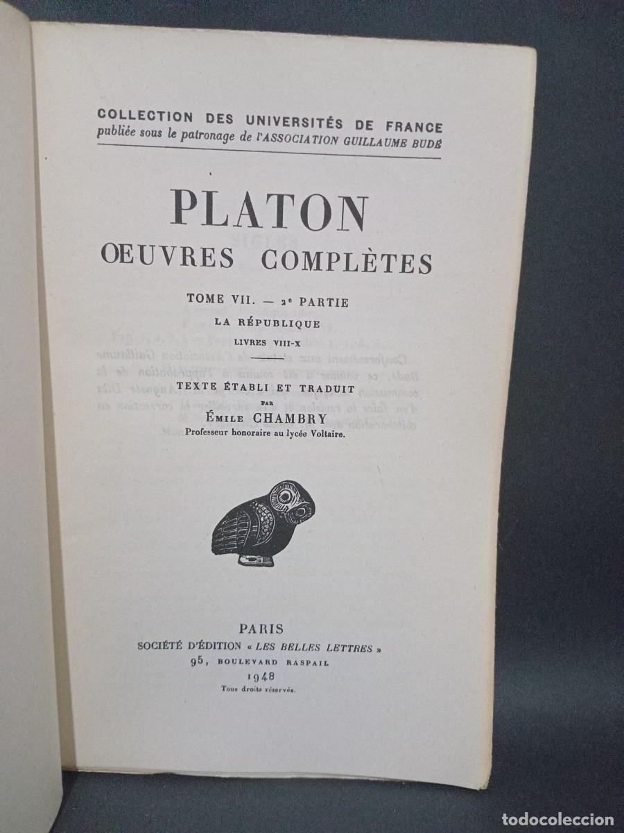Libros de segunda mano: D&acute;AUGUSTE DI&Eacute;S - PLATON - 3 TOMOS - REIMPRESION - Foto 5