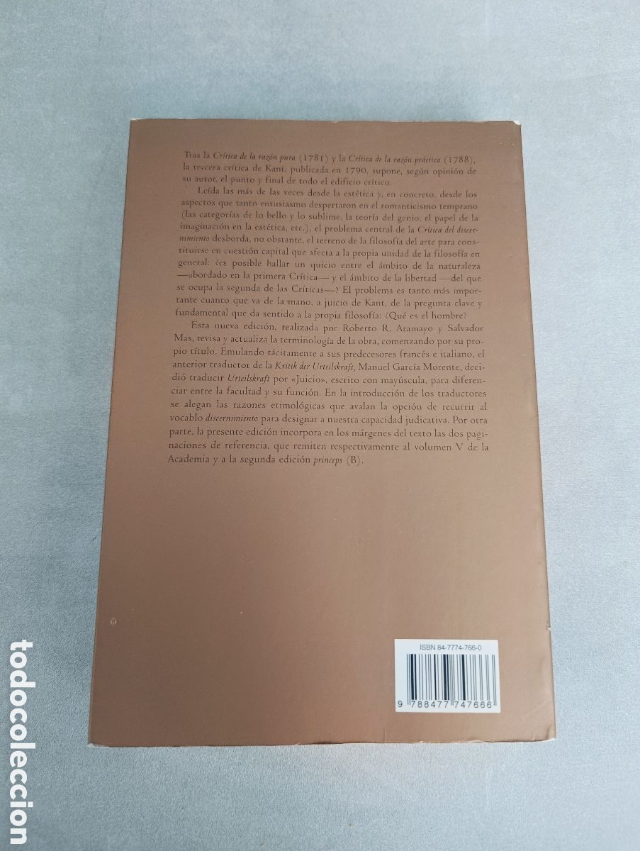 Libros de segunda mano: CRITICA DEL DISCERNIMIENTO. IMMANUEL KANT. - Foto 3