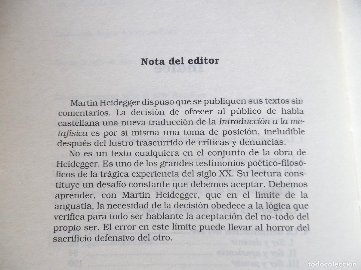 Libros de segunda mano: Introducci&oacute;n a la metaf&iacute;sica, de Martin Heidegger - Foto 4