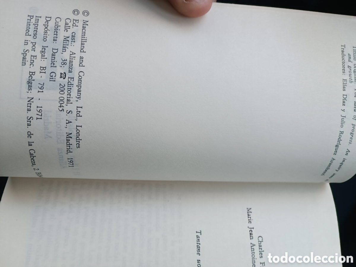 Libros de segunda mano: la idea del progreso john bury alianza editorial 1971 - Foto 3