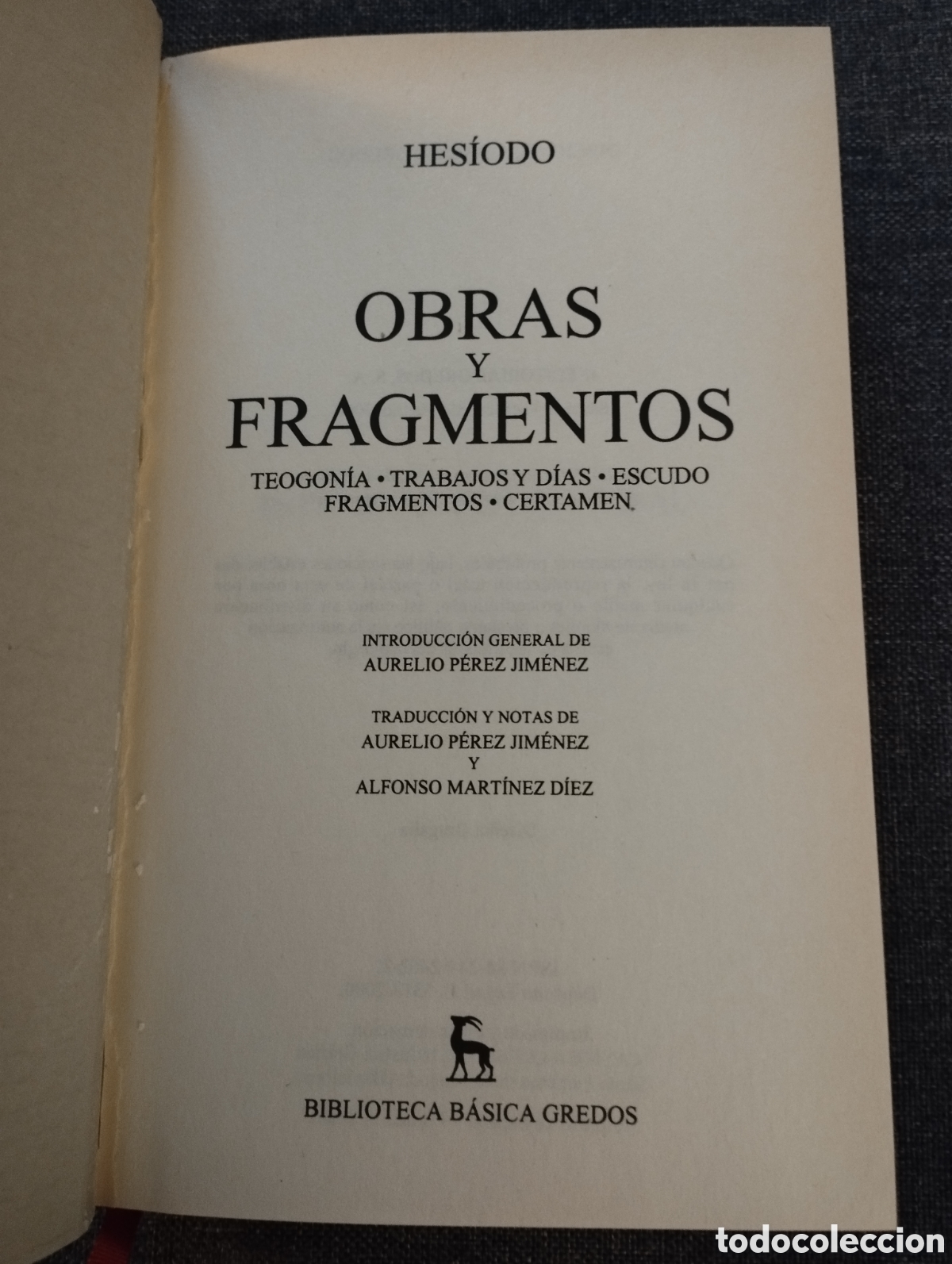 Libros de segunda mano: OBRAS Y FRAGMENTOS (HESIODO) - Foto 2