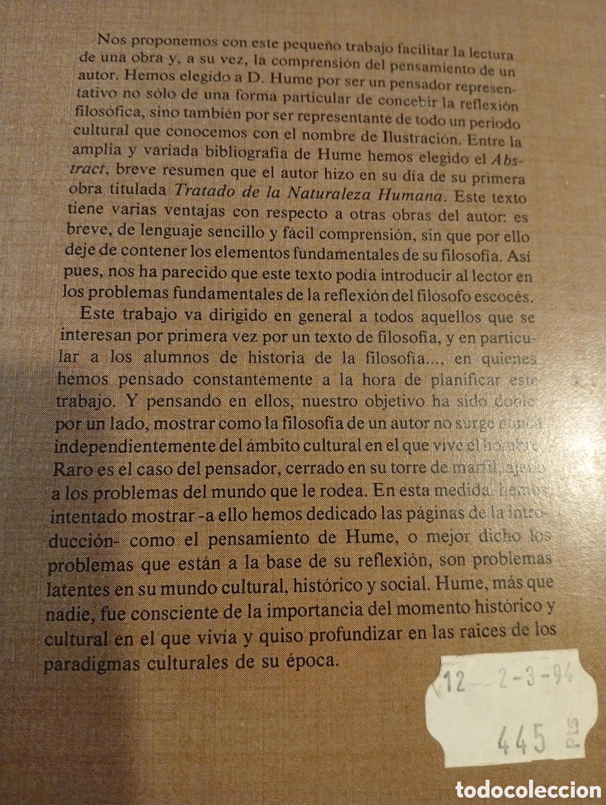 Libros de segunda mano: ABSTRACT. DAVID HUME. EDITORIAL HUMANITAS. - Foto 3