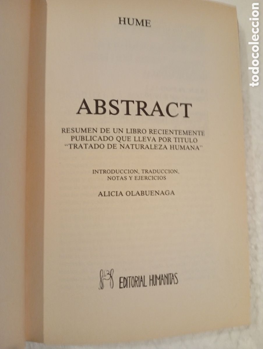 Libros de segunda mano: ABSTRACT. DAVID HUME. EDITORIAL HUMANITAS. - Foto 7