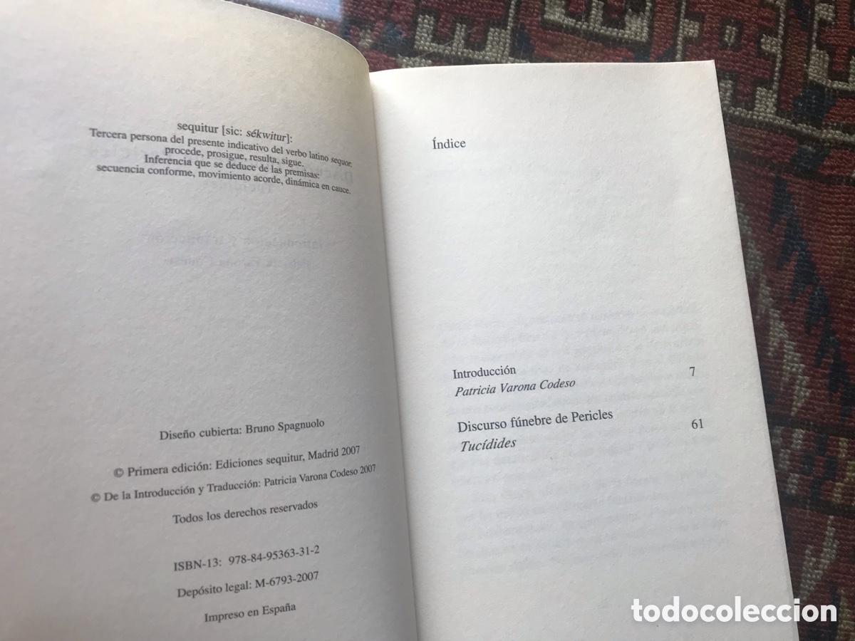 Libros de segunda mano: Tuc&iacute;dides. El discurso f&uacute;nebre de Pericles. Sequitur - Foto 5