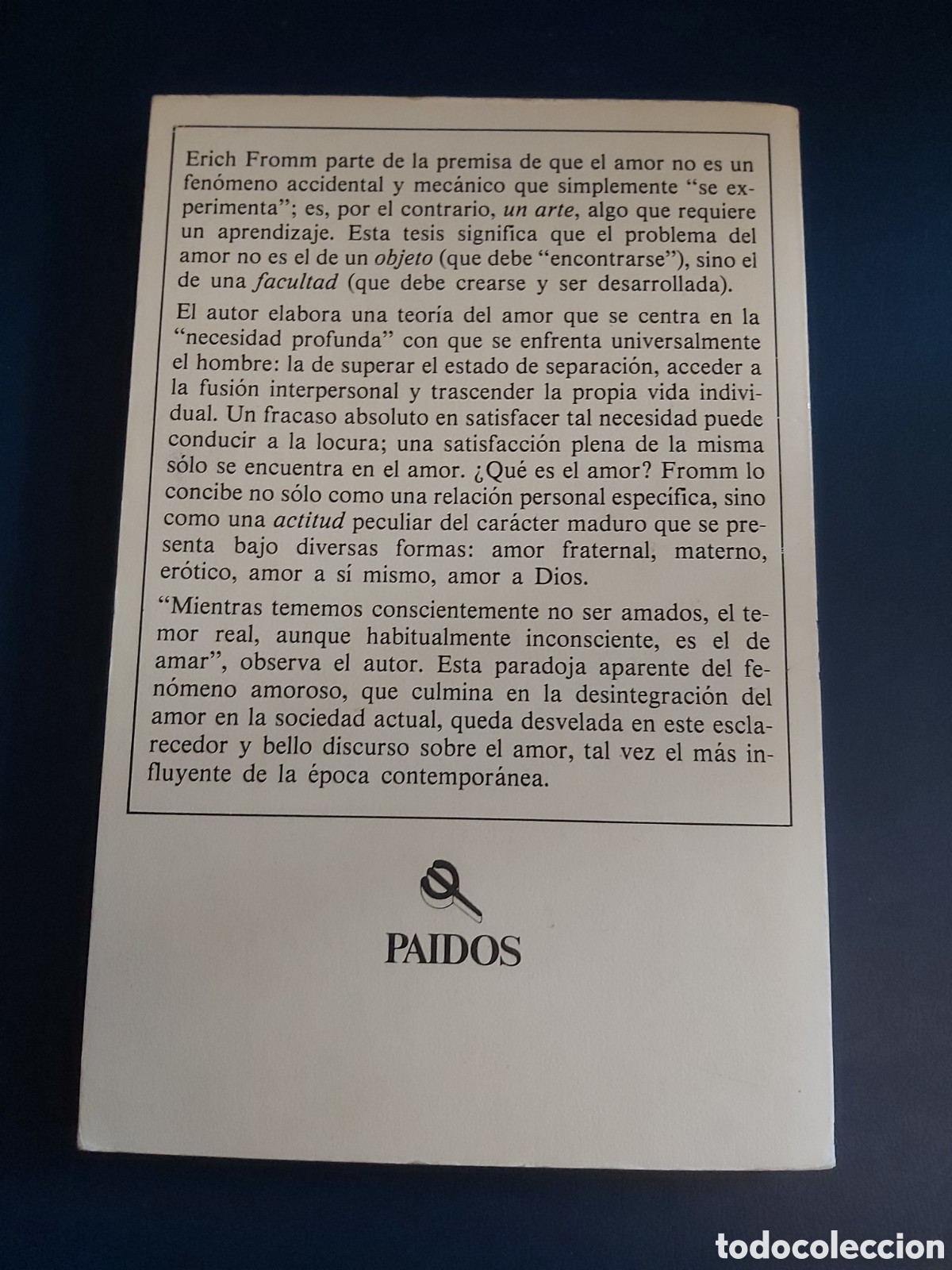 Libros de segunda mano: QUELA LIBRO. EL ARTE DE AMAR E. FROMM PAIDOS STUDIO 1987 - Foto 3