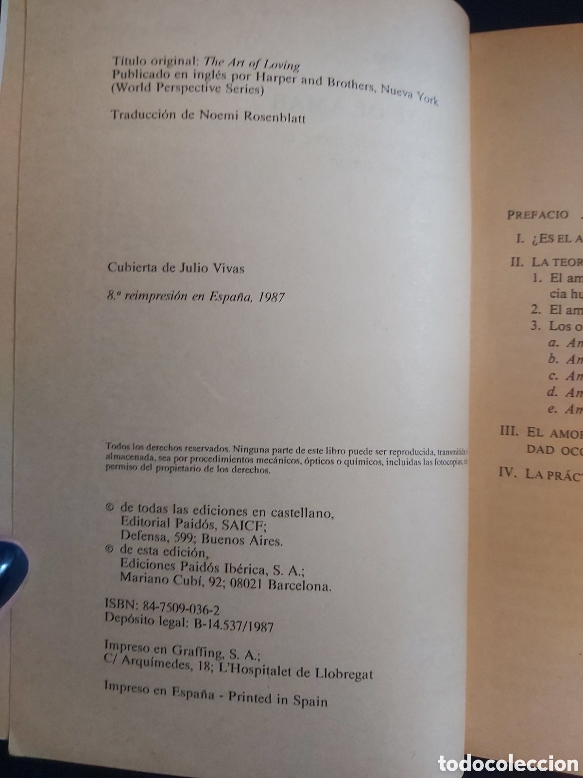 Libros de segunda mano: QUELA LIBRO. EL ARTE DE AMAR E. FROMM PAIDOS STUDIO 1987 - Foto 4
