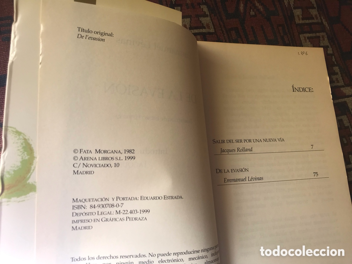 Libros de segunda mano: De la evasi&oacute;n. Emmanuel Levinas. Arena libros - Foto 5