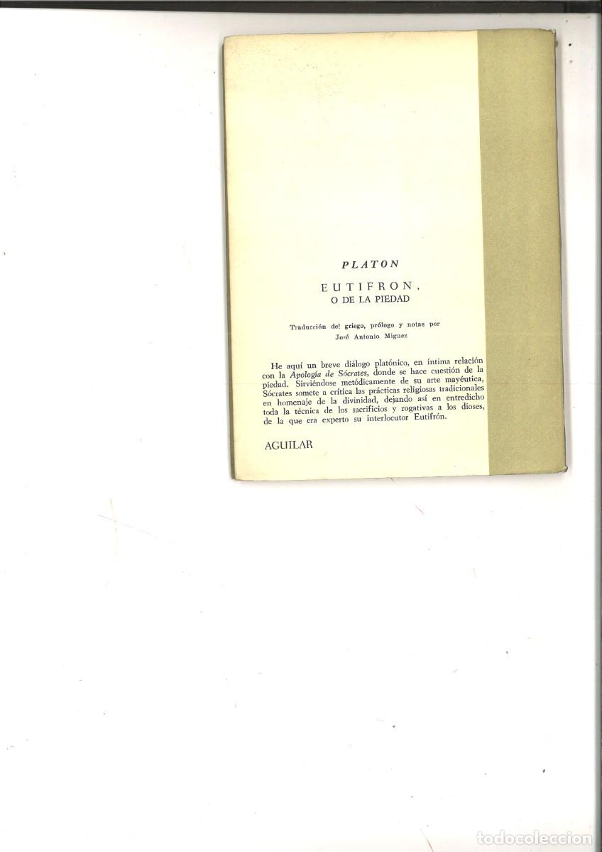 Libros de segunda mano: EUTIFRON, O LA PIEDAD. Platon - Foto 2