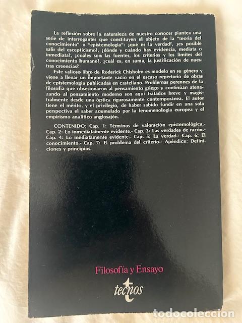 Libros de segunda mano: Teor&iacute;a del conocimiento -Roderick Chisholm- - Foto 2