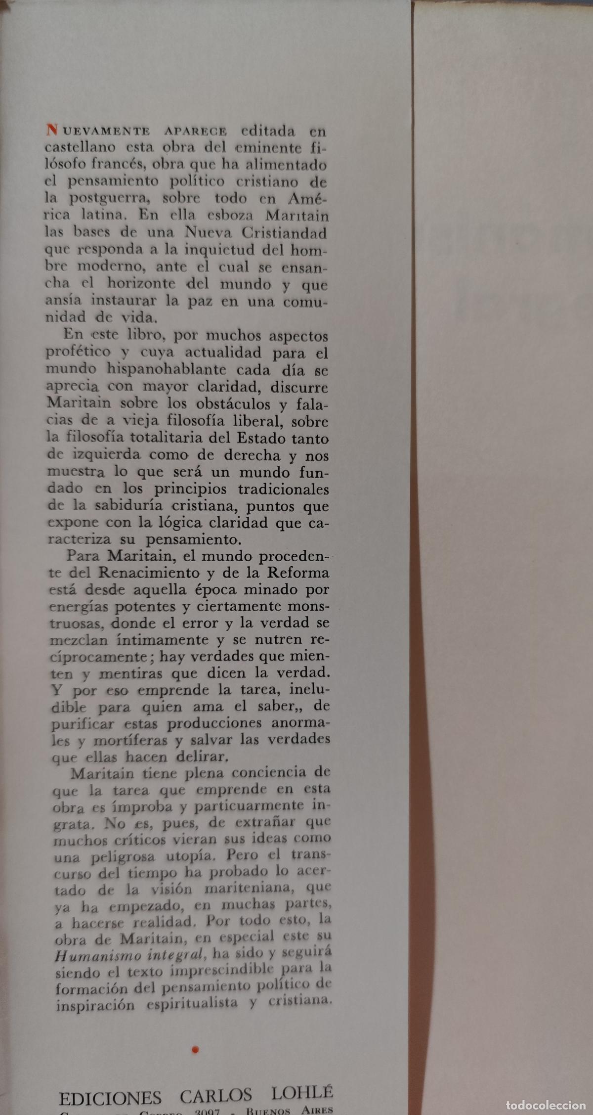 Libros de segunda mano: HUMANISMO INTEGRAL. JACQUES MARITAIN. - Foto 2