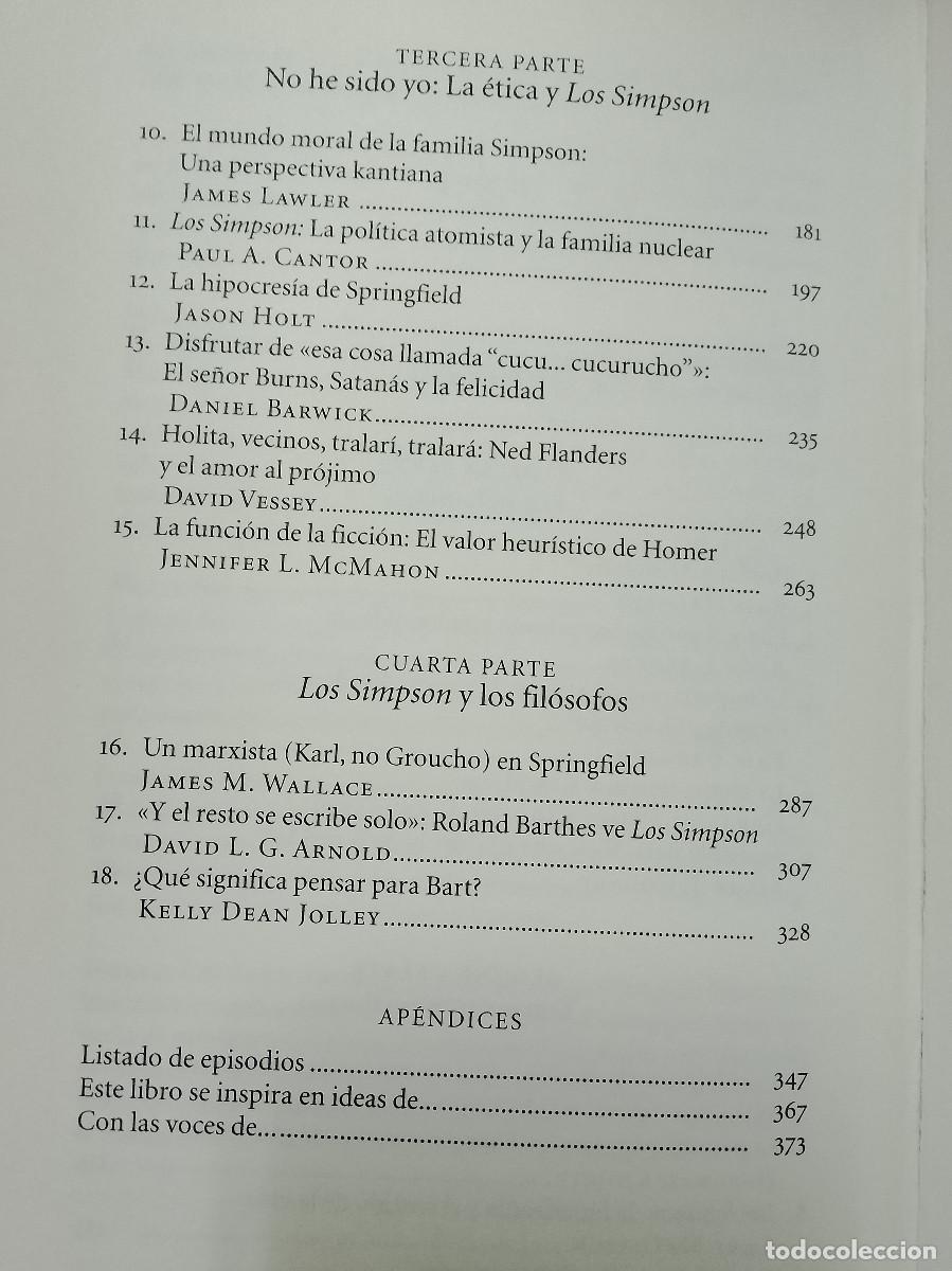 Libros de segunda mano: VV.AA.: Los Simpson y la filosof&iacute;a (C&iacute;rculo de Lectores. 2010) - Foto 5