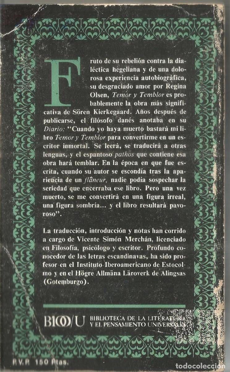 Libros de segunda mano: SOREN KIERKEGAARD. TEMOR Y TEMBLOR. EDITORA NACIONAL - Foto 2