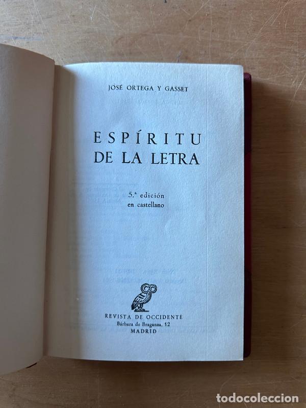 Libros de segunda mano: Espiritu de la Letra - Ortega y Gasset, Jose - Foto 2