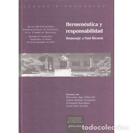 Livres d'occasion: Hermen&eacute;utica y responsabilidad. Homenaje a Paul Ricoeur - VV.AA