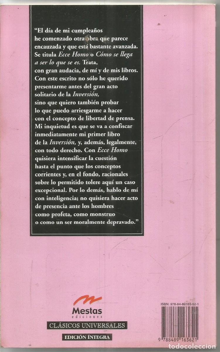Libros de segunda mano: FRIEDRICH NIETZSCHE. ECCE HOMO. MESTAS EDICIONES - Foto 2