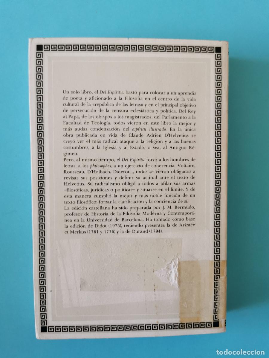 Libros de segunda mano: Del esp&iacute;ritu - C. A. d Helv&eacute;tius (Claude Adrien) - Foto 2