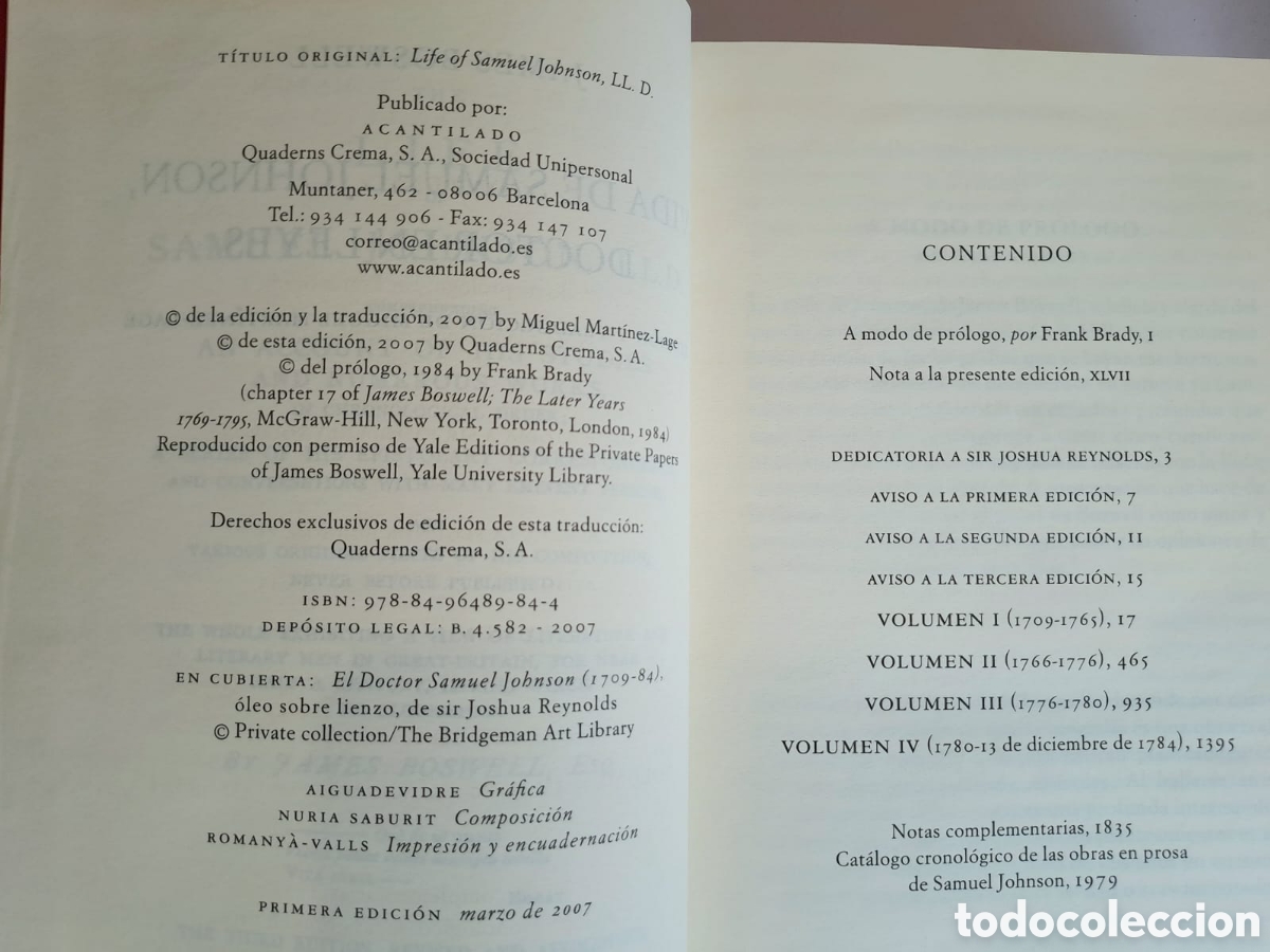 Libros de segunda mano: Vida de Samuel Johnson - James Boswell - Acantilado - Foto 5