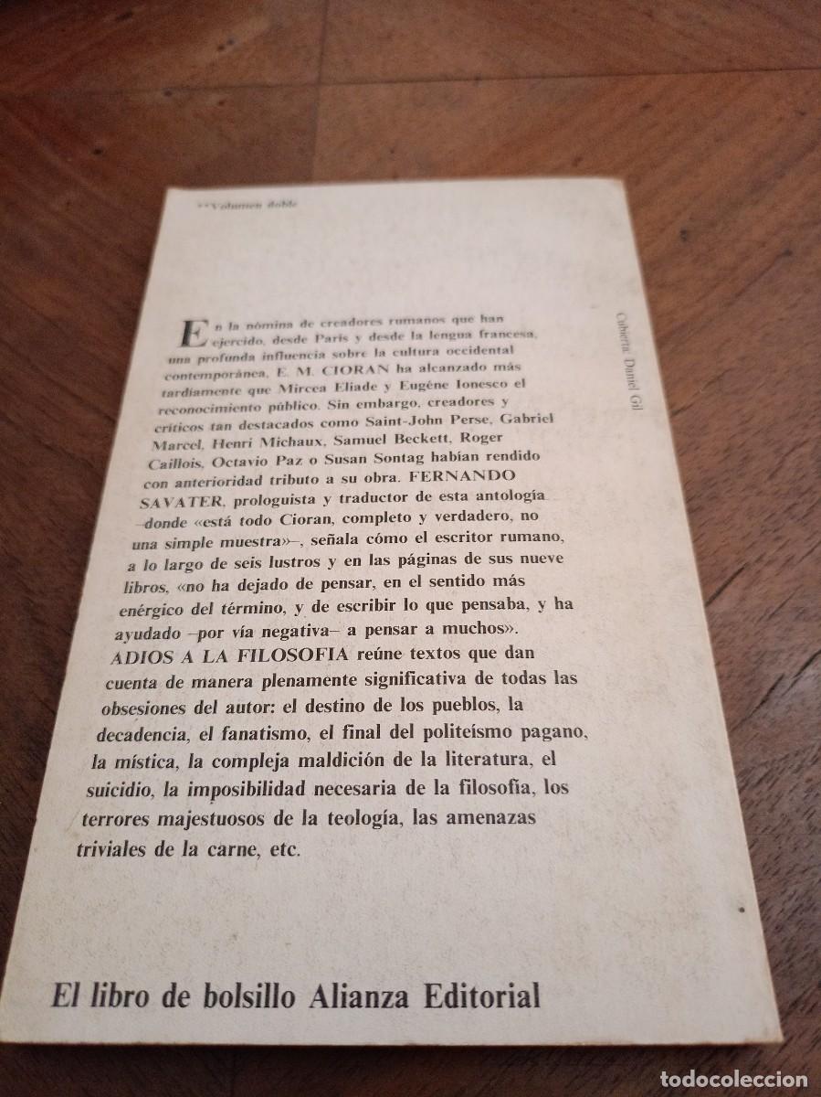 Libros de segunda mano: Adi&oacute;s a la filosof&iacute;a y otros textos. Cior&aacute;n, E. M. - Foto 2