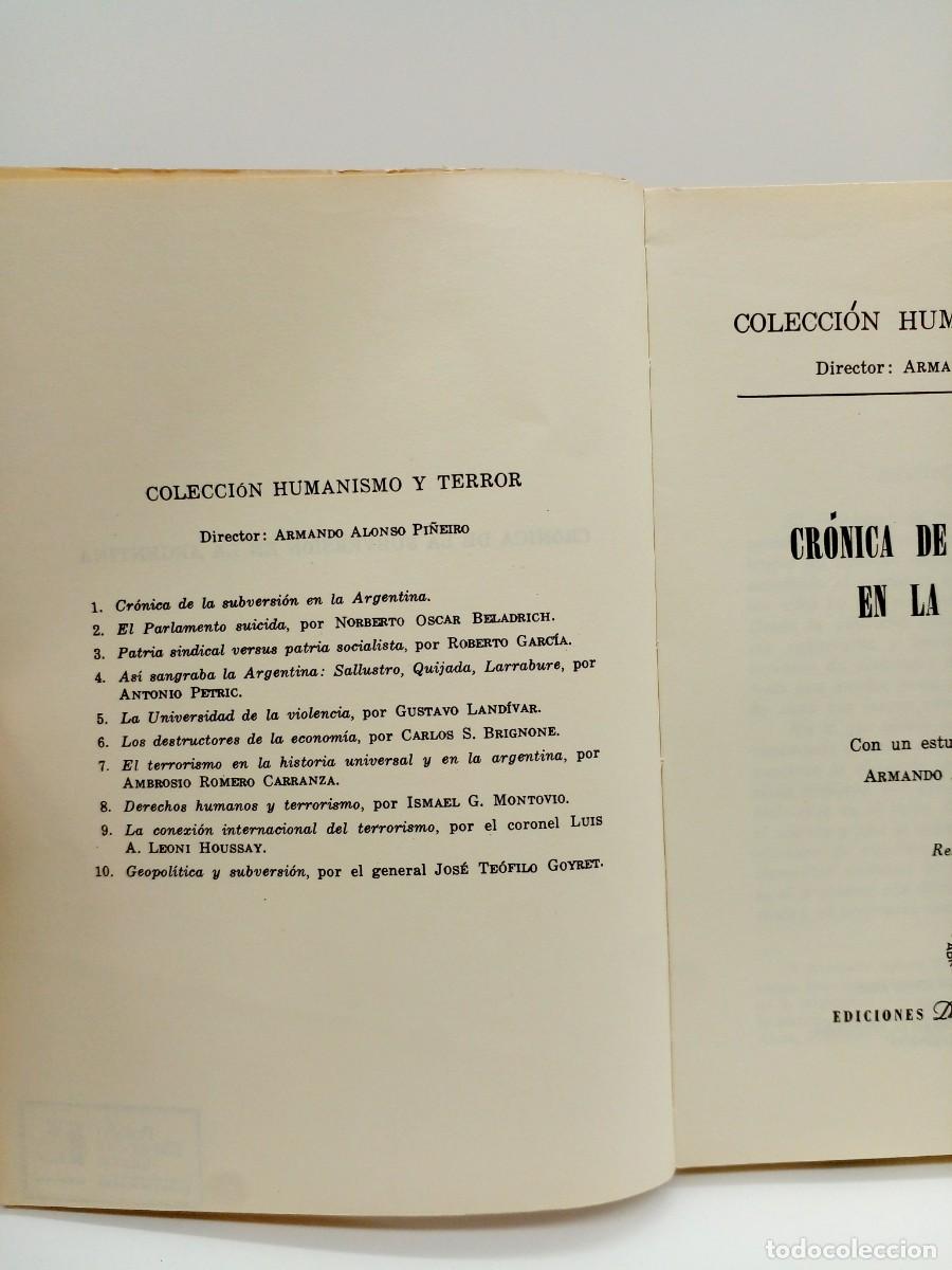 Libros de segunda mano: Armando Alonso Pi&ntilde;eiro (ed.) &ndash; Cr&oacute;nica de la subversi&oacute;n en la Argentina &ndash; 1989 - Foto 4