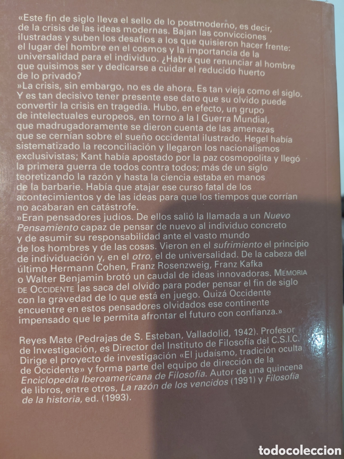 Libros de segunda mano: Reyes Mate. Memoria de Occidente - Foto 2