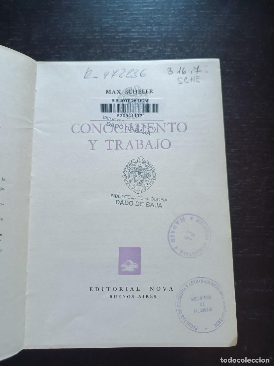 Libros de segunda mano: Conocimiento y trabajo - Max Scheler. Nova - Foto 5
