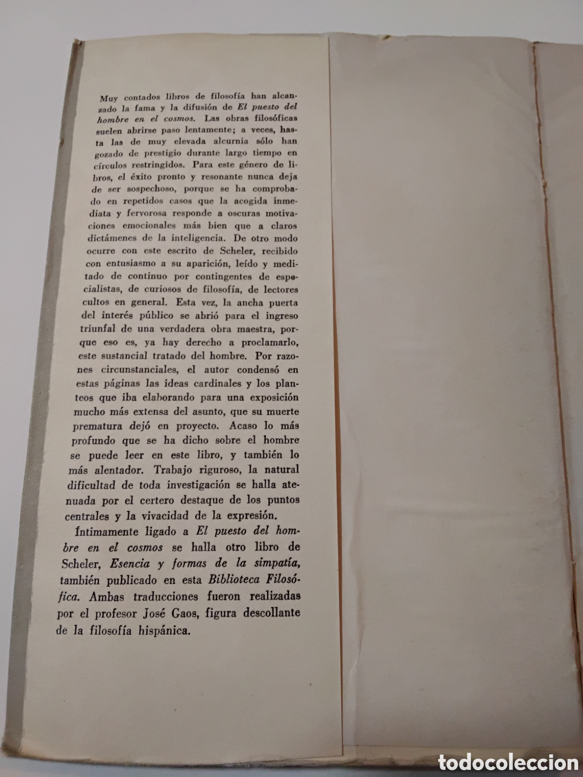 Libros de segunda mano: Max Scheler &mdash; El puesto del hombre en el cosmos (Losada, 1968, 7&ordf; edici&oacute;n) - Foto 2