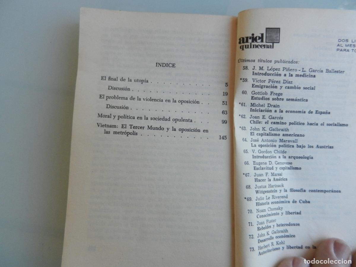 Libros de segunda mano: EL FINAL DE LA UTOPIA - HERBERT MARCUSE - 1968 Ariel. - Foto 2