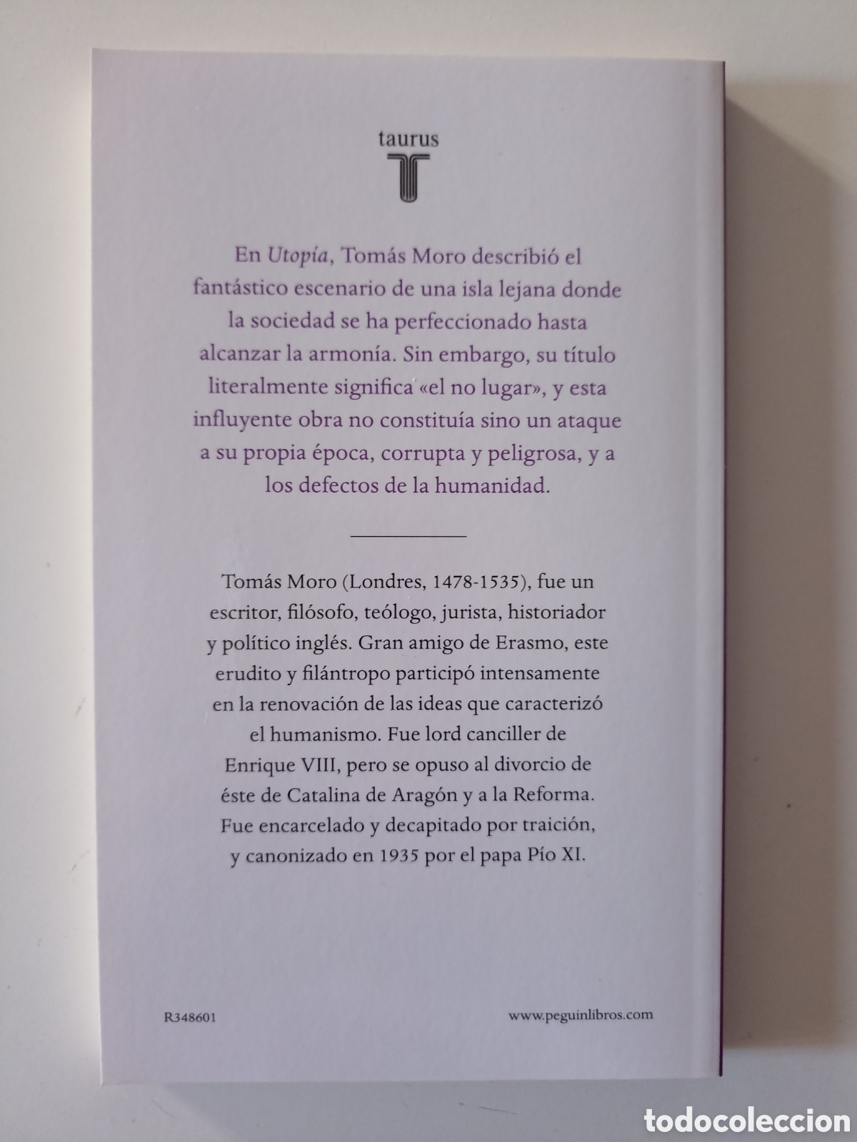 Libros de segunda mano: Tom&aacute;s Moro - Utop&iacute;a (Taurus, 2012) - Foto 3