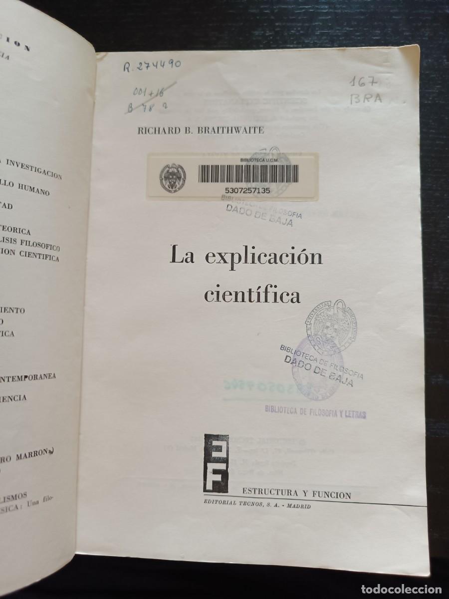 Libros de segunda mano: La explicaci&oacute;n cient&iacute;fica - R. B. Braithwaite - Foto 4