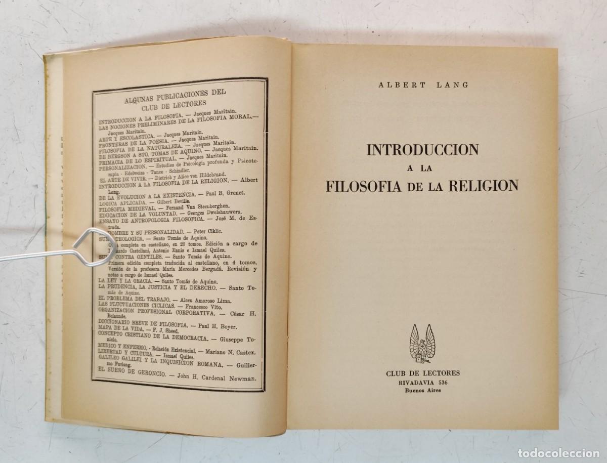 Libros de segunda mano: Introducci&oacute;n a la filosof&iacute;a de la religi&oacute;n. Albert Lang - Foto 5