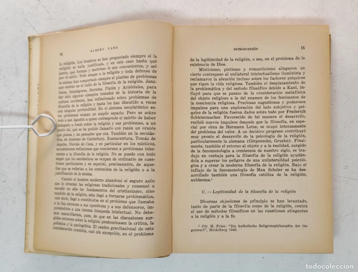 Libros de segunda mano: Introducci&oacute;n a la filosof&iacute;a de la religi&oacute;n. Albert Lang - Foto 6