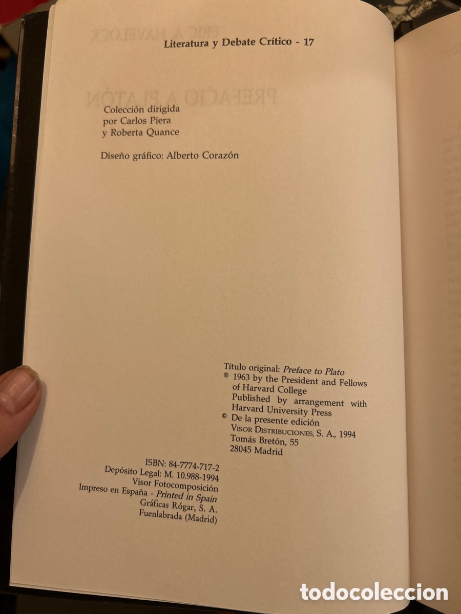 Libros de segunda mano: Prefacio a Plat&oacute;n por Eric A. Havelock. C2n - Foto 4