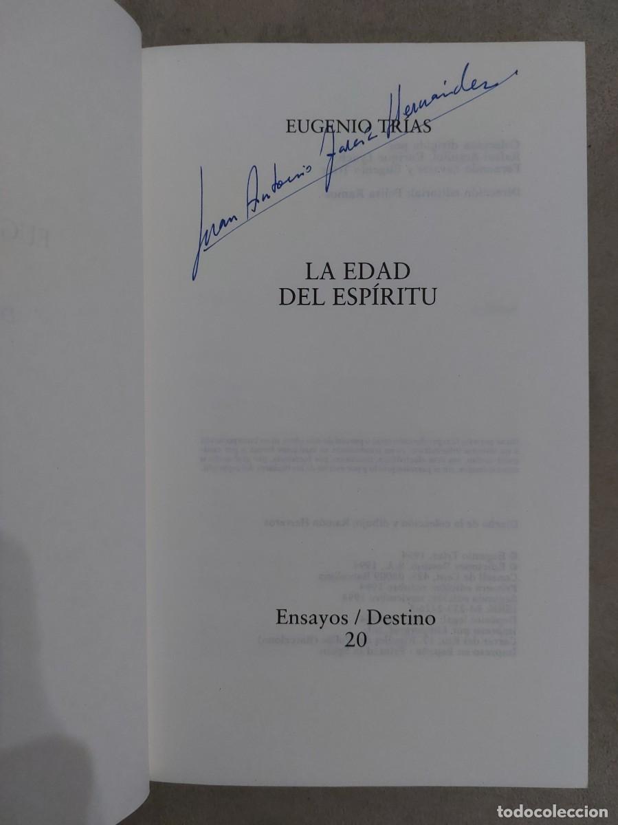 Libros de segunda mano: Eugenio Tr&iacute;as. La edad del esp&iacute;ritu - Foto 3
