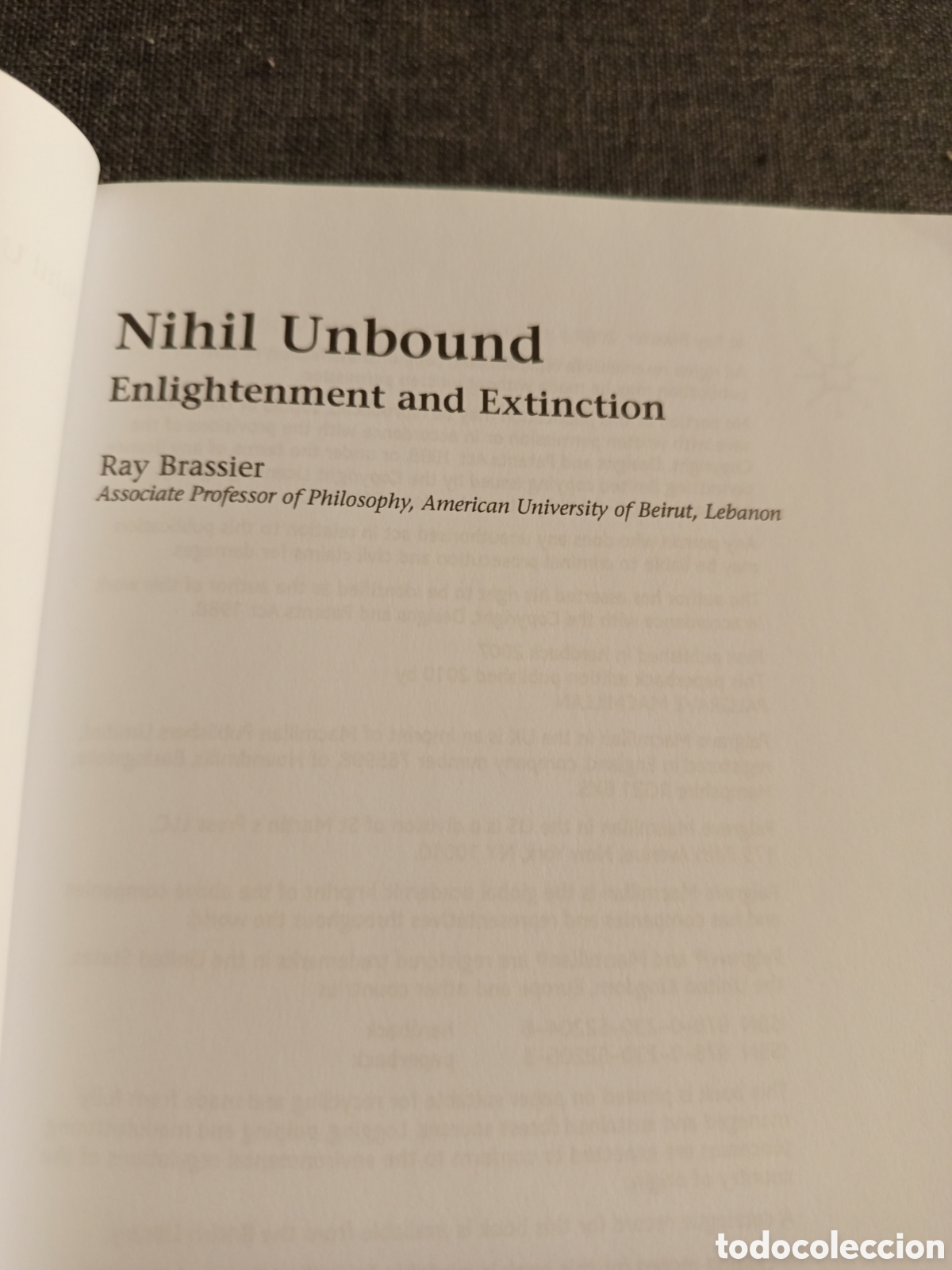 Libros de segunda mano: NIHIL UNBOUND. ENLIGHTENMENTC AND EXTINCTION (RAY BRASSIER) - Foto 2