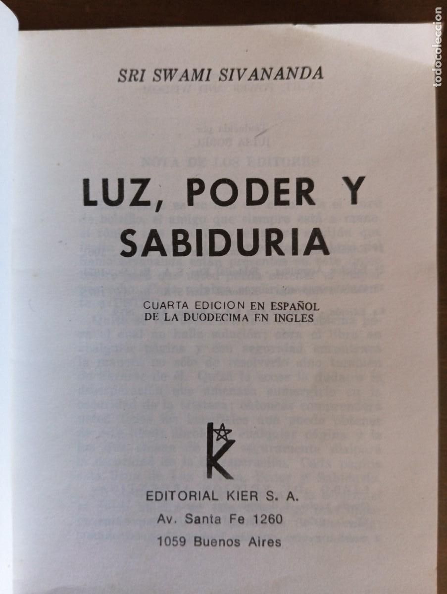 Libros de segunda mano: LUZ, PODER Y SABIDURIA .-SRI SWAMI SIVANANDA. - Foto 3