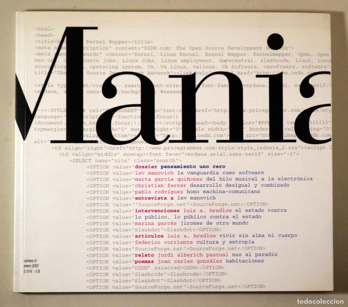 Libros de segunda mano: MANIA N&ordm; 9 - Barcelona 2003 - Foto 1