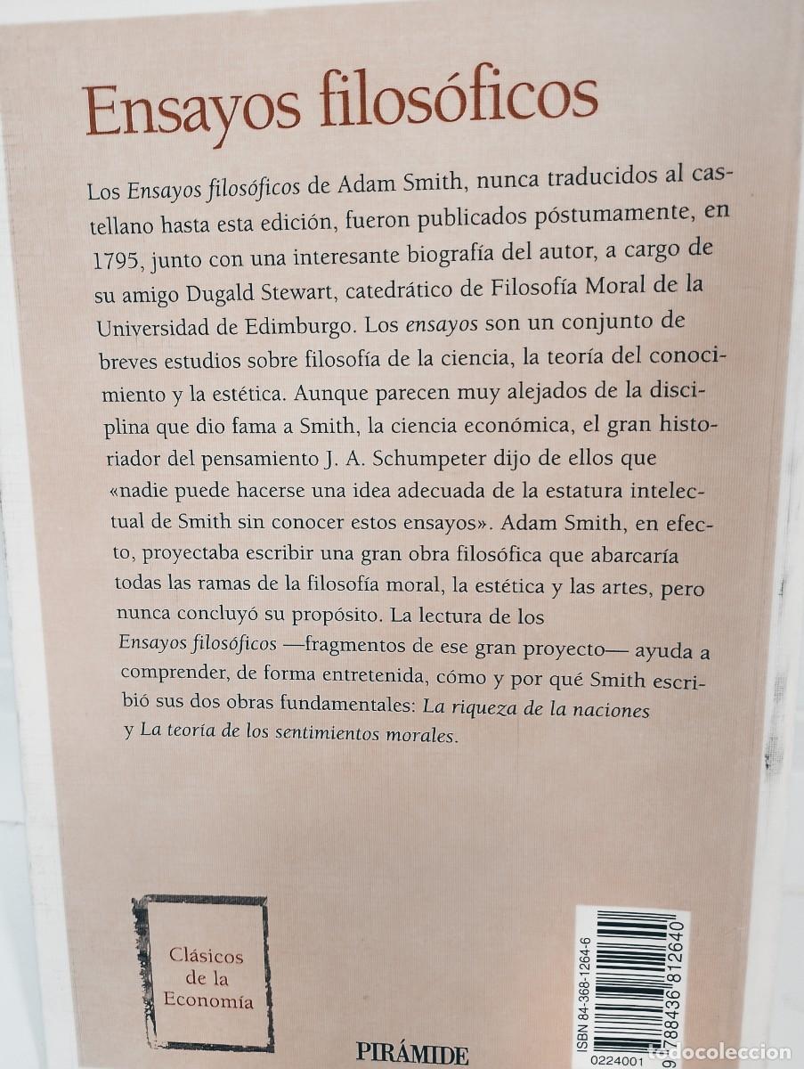 Libros de segunda mano: Ensayos filos&oacute;ficos Adam Smith - Foto 2