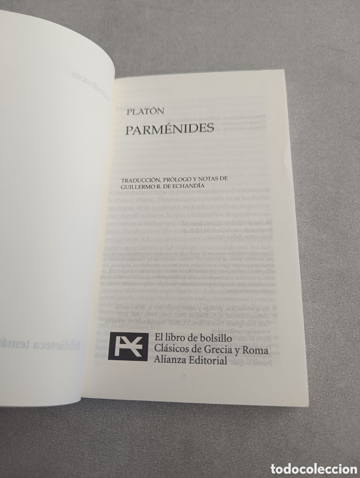 Libros de segunda mano: PLAT&Oacute;N. PARM&Eacute;NIDES. Alianza editorial. - Foto 3