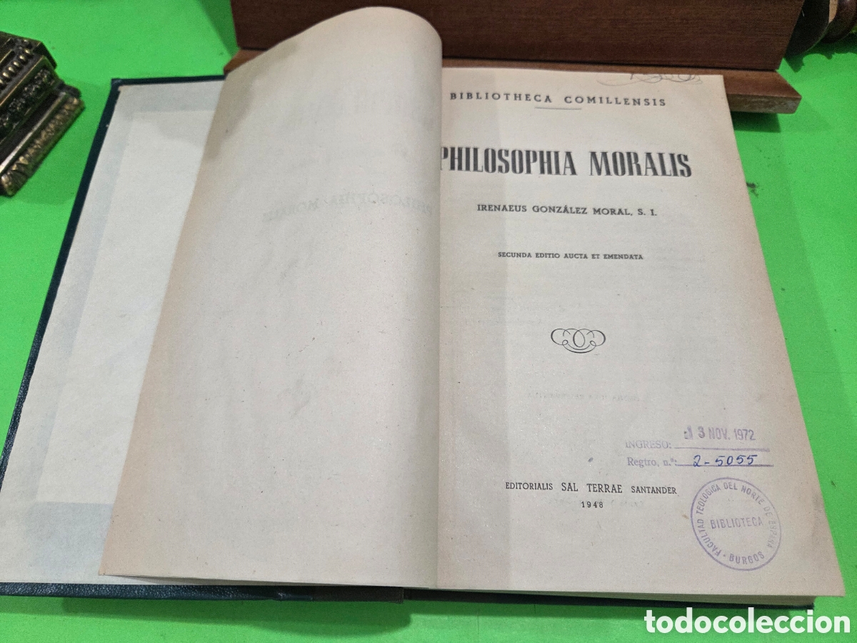 Libros de segunda mano: &rdquo;&rdquo;PHILOSOPHIA MORALIS&rdquo;&rdquo;...IRENAEUS GONZALEZ MORAL, S.J...SAL TERRAE...1948...