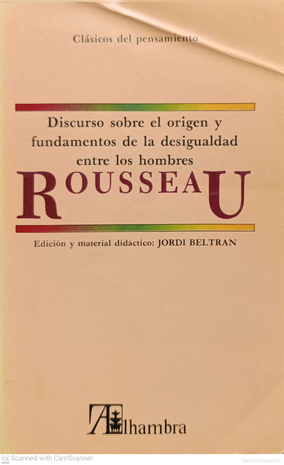 Libros de segunda mano: Discurso sobre el origen y fundamentos de la desigualdad entre los hombres - Rosseau
