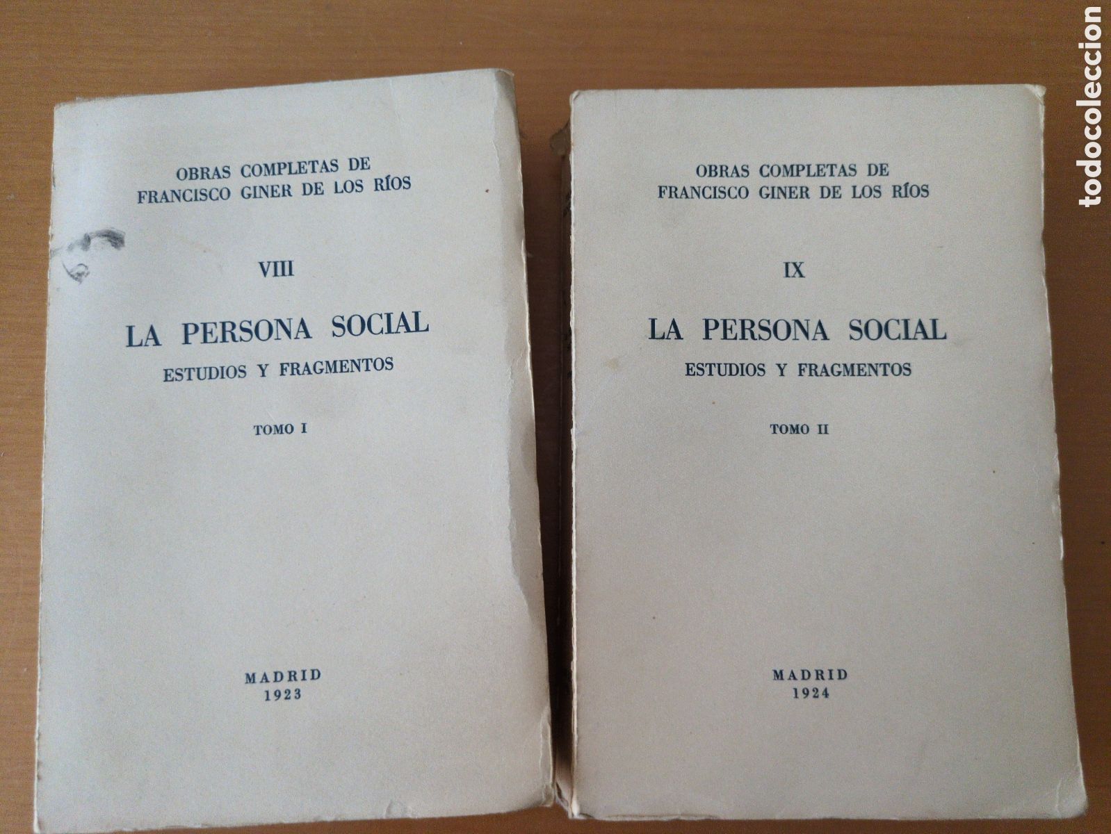 Libros de segunda mano: Obras completas de Francisco Giner de los R&iacute;os. VIII y IX. La persona social. Tomo I y II