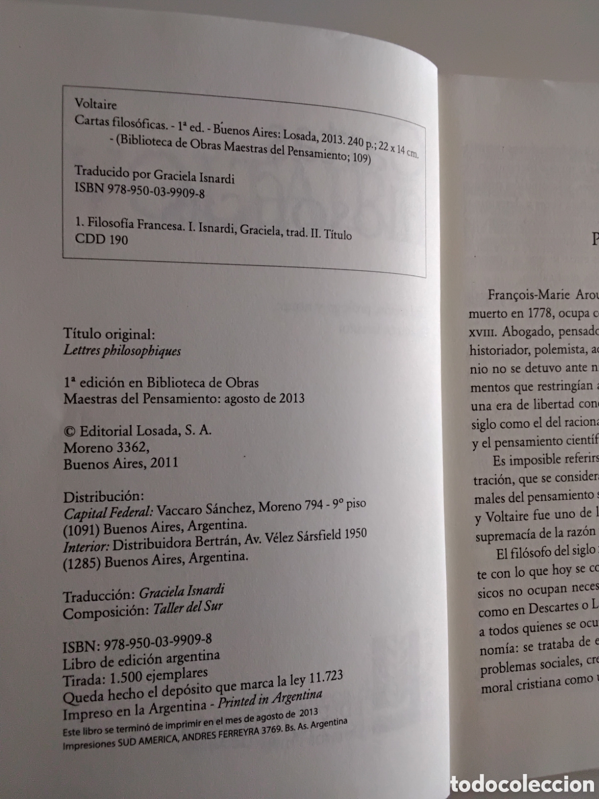Libros de segunda mano: Voltaire &mdash; Cartas filos&oacute;ficas &mdash; Losada, 2013 - Foto 4