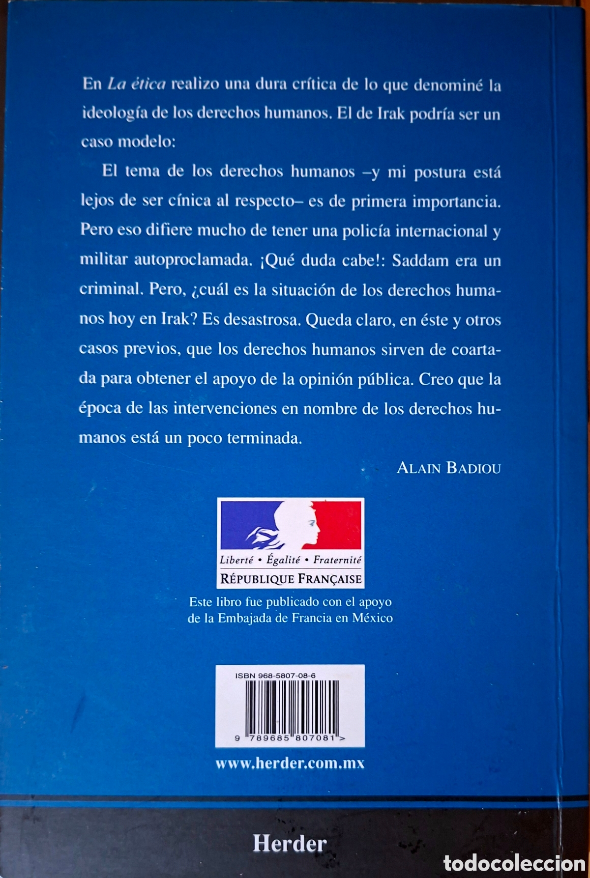 Libros de segunda mano: Alain Badiou, LA &Eacute;TICA. Herder, 2004 - Foto 2
