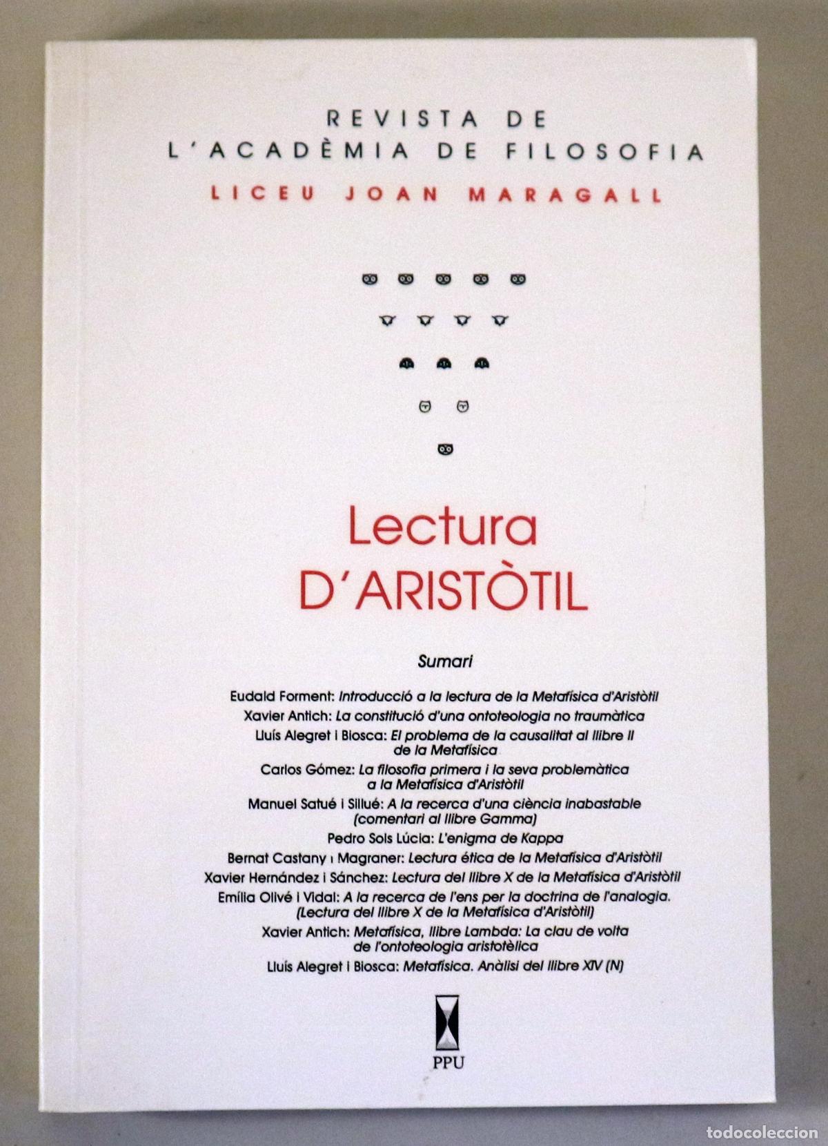 Livros em segunda m&atilde;o: Arist&ograve;til - LECTURA D'ARIST&Ograve;TIL - Barcelona 1996