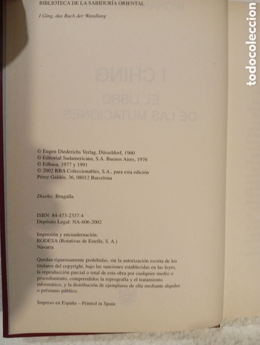 Libros de segunda mano: I CHING. EL LIBRO DE LAS MUTACIONES. RICHARD WILHELM. RBA 2002 - Foto 5