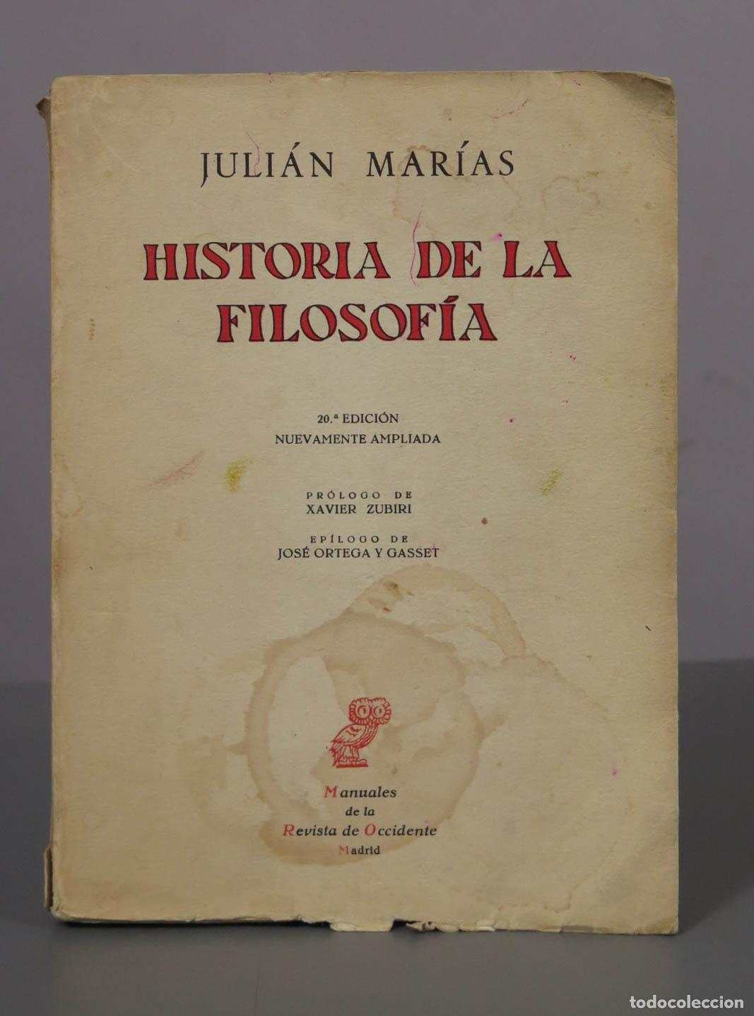 Libros de segunda mano: JULI&Aacute;N MAR&Iacute;AS HISTORIA DE LA FILOSOF&Iacute;A.