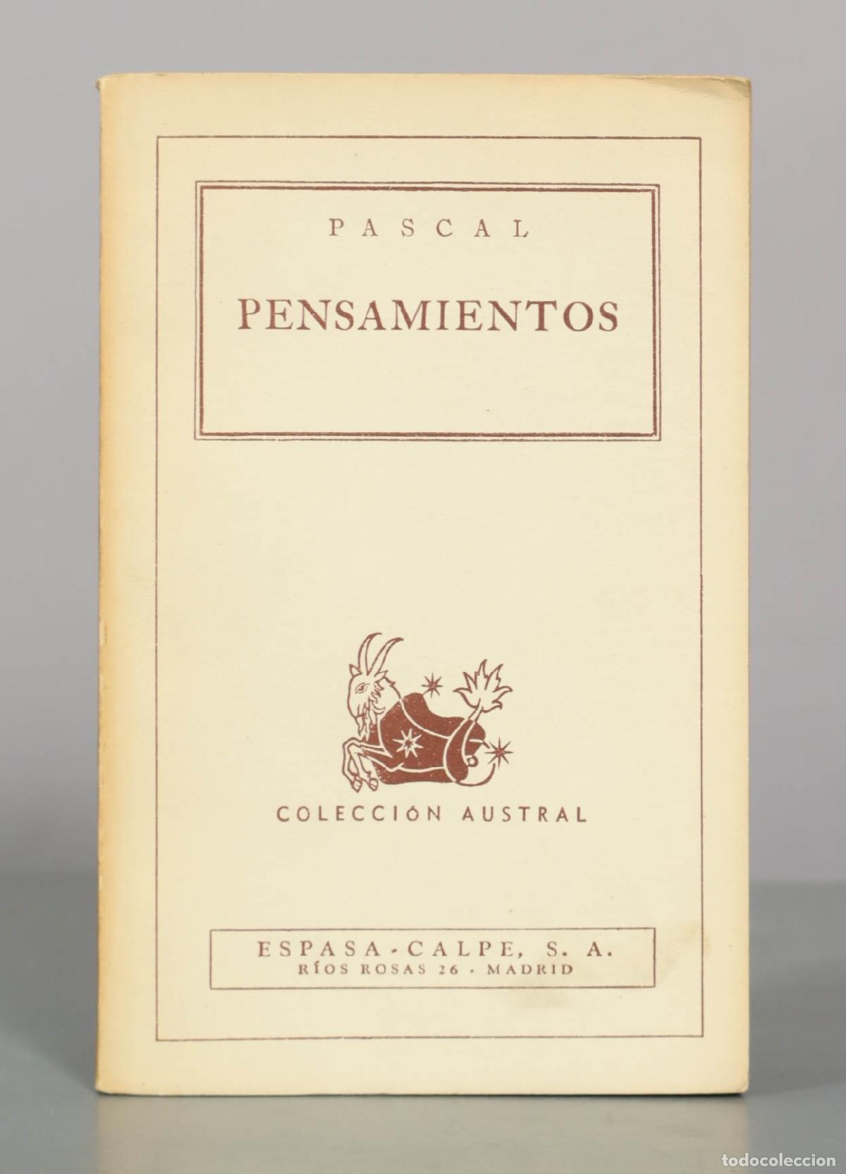 Libros de segunda mano: PASCAL. PENSAMIENTOS. austral