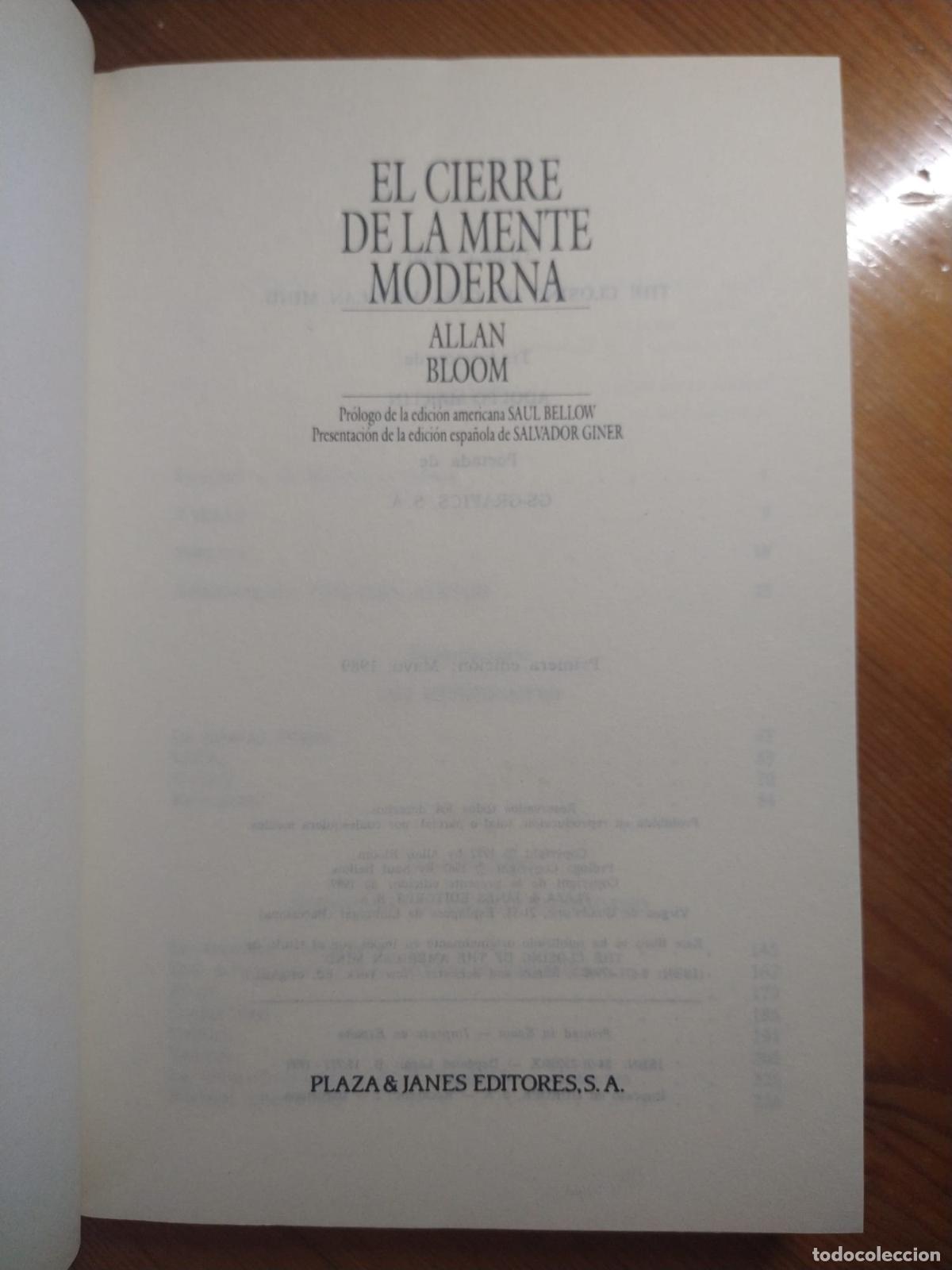 Libros de segunda mano: El cierre de la mente moderna - Allan Bloom - Foto 2