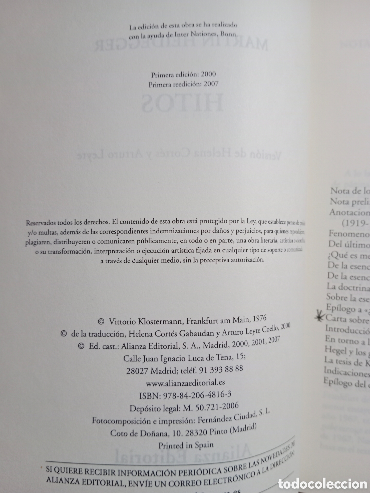 Libros de segunda mano: MARTIN HEIDEGGER, HITOS, ALIANZA EDITORIAL - Foto 5